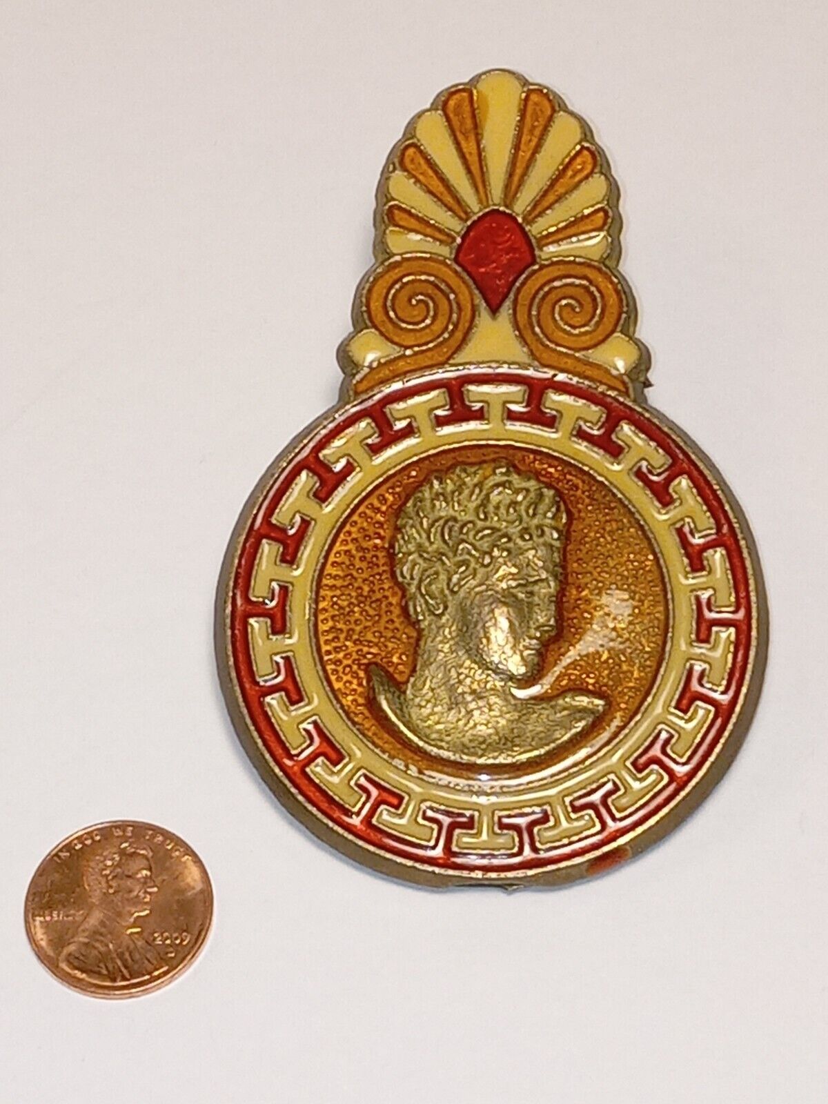 Vintage Decorated Greek Bronze Enameled Clasp