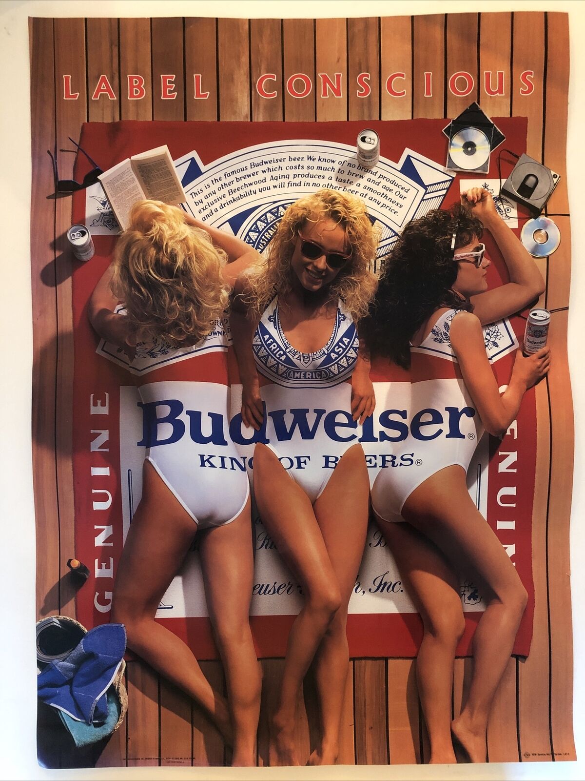 Budweiser Beer  *LARGE POSTER*  Sexy Bikini Girls - Promo ad  Bar Saloon Pic