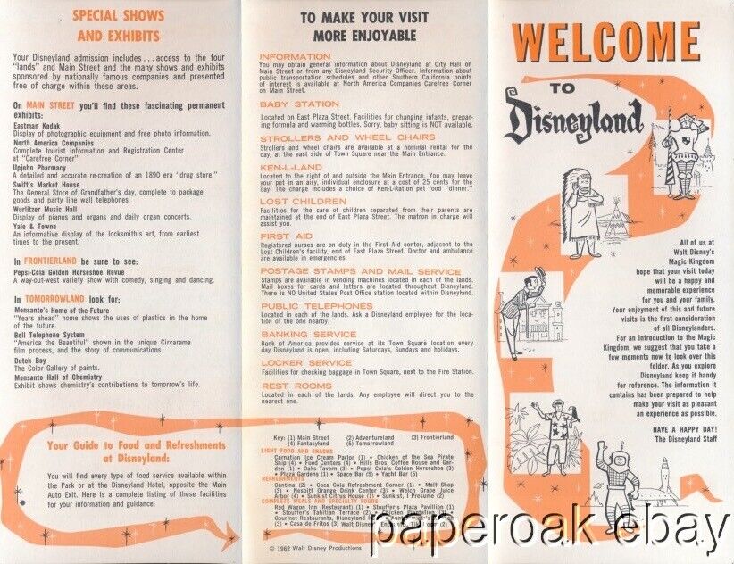 1962 Welcome To Disneyland Brochure With Map