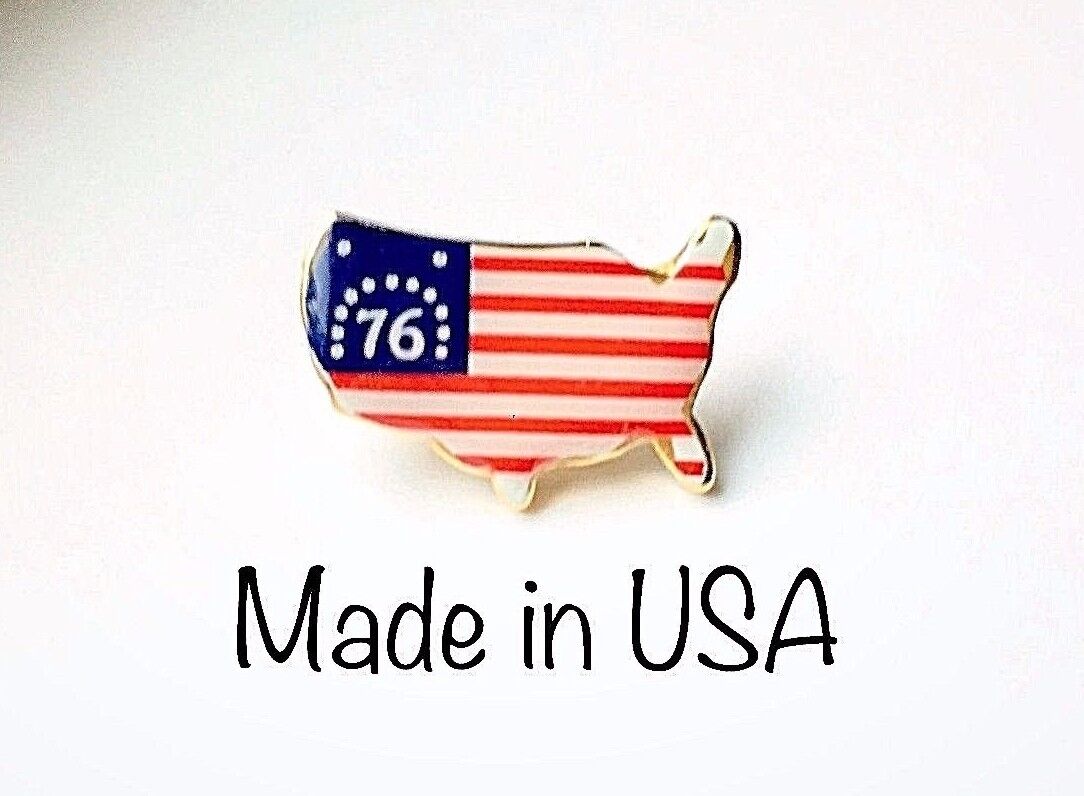 SPIRIT OF \'76 Bennington USA MAP FLAG LAPEL PIN American Revolution MADE IN USA
