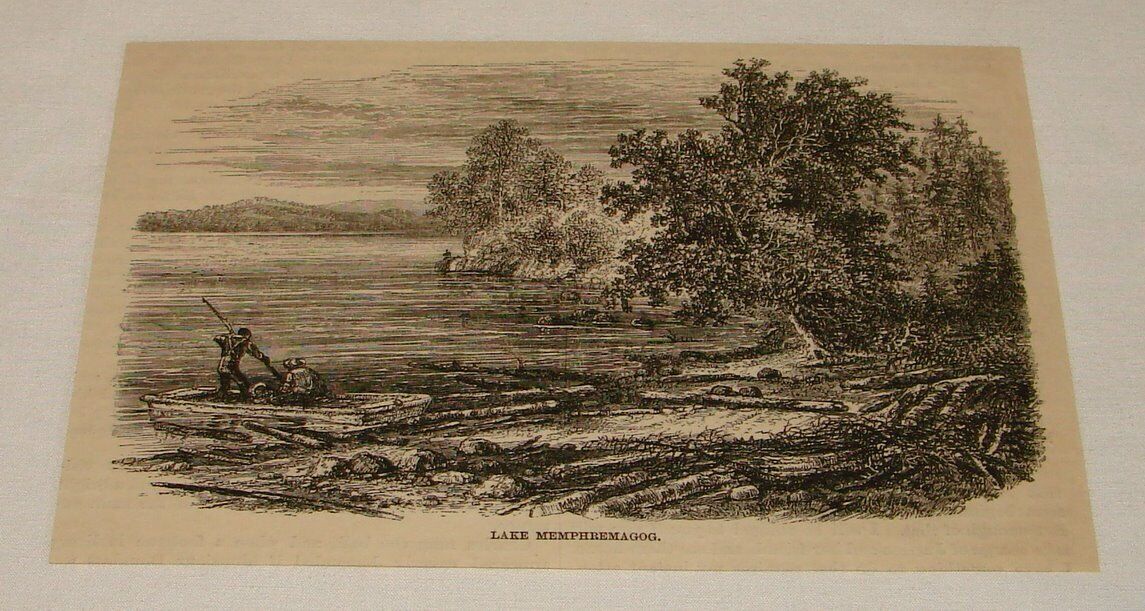 1883 magazine engraving ~ LAKE MEMPHREMAGOG Quebec and Vermont