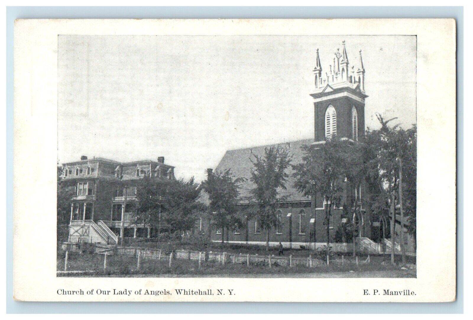 c1905 Church of Our Lady of Angels Whitehall New York NY Postcard