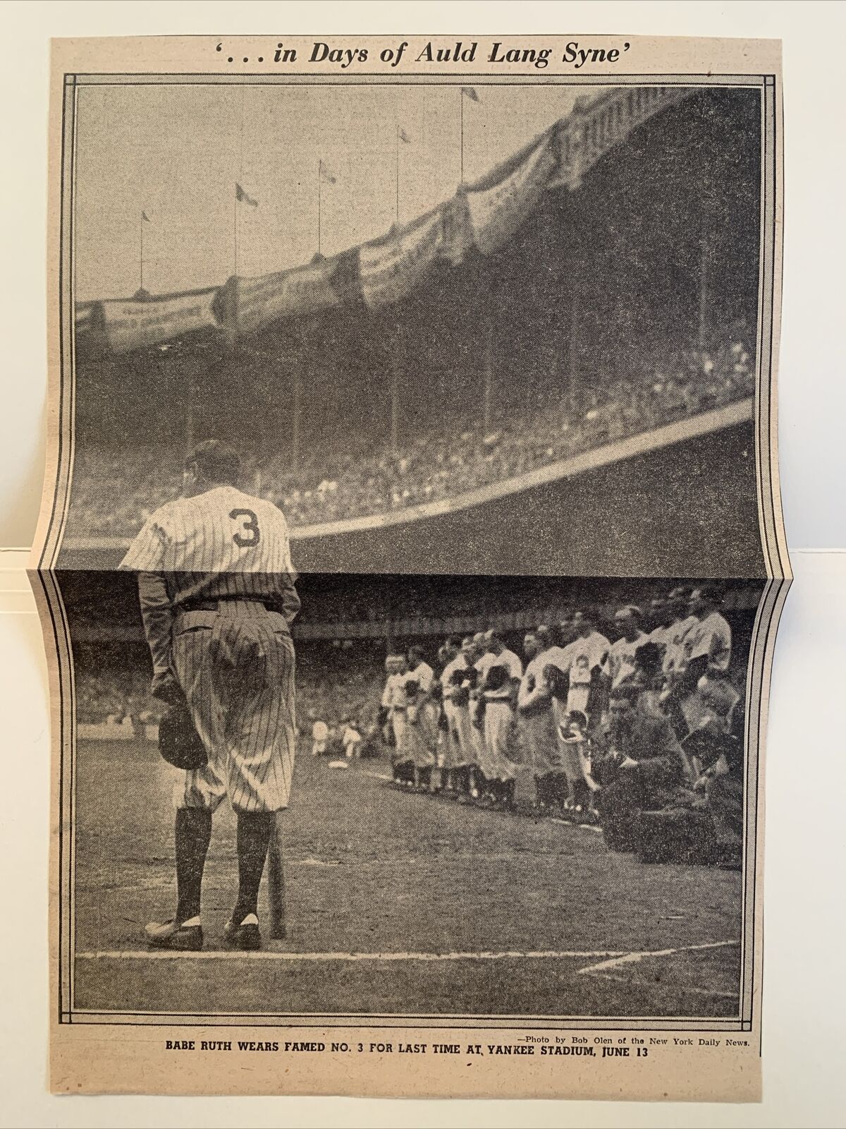 Babe Ruth Last Time At Yankee Stadium 1948 Sporting News Baseball 8X13 Panel