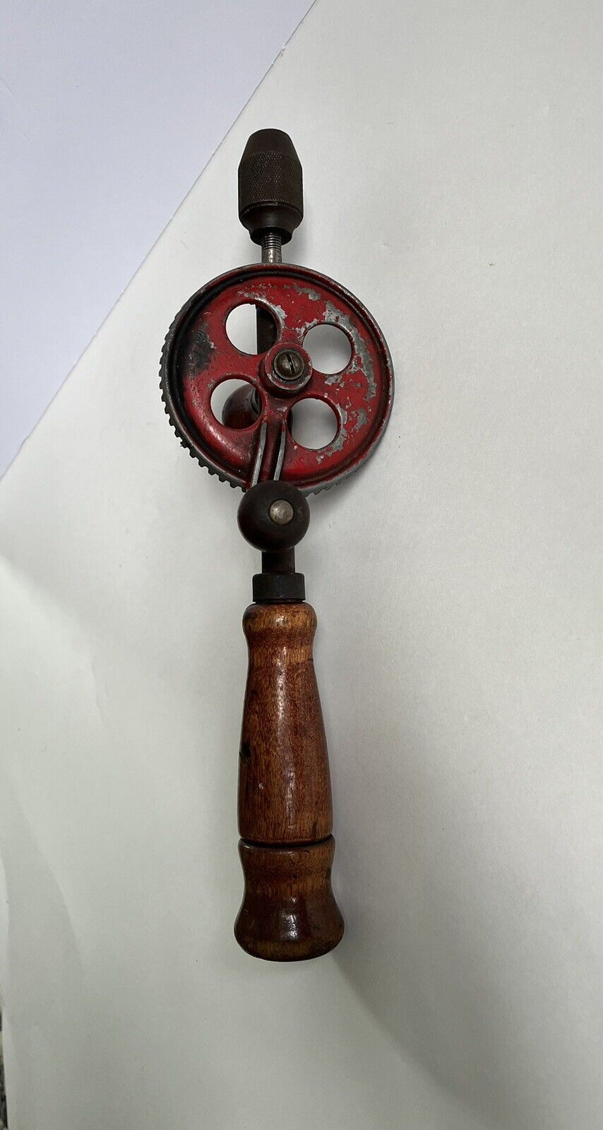 VINTAGE ANTIQUE Woodworking Hand Crank Egg Beater Drill  12”