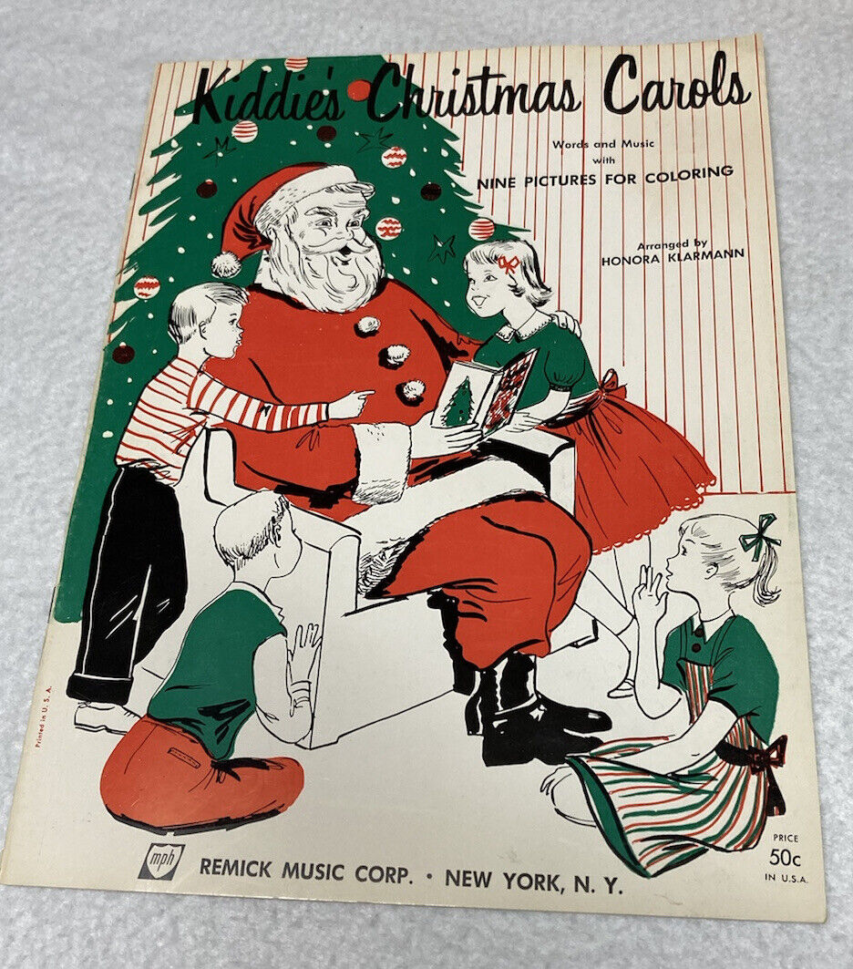 1957 VTG  Kiddie's Christmas Carols Music /Coloring Book Remick Music  USA Z-20