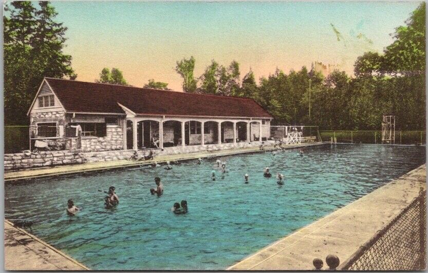 SPENCER, Ind. Hand-Colored Postcard McCormick\'s Creek State Park / Pool View