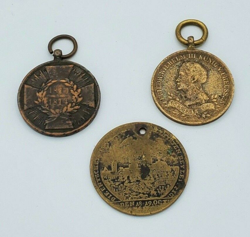 German Napoleonic Wars Commemorative Medal 1813 1814 bronze cannon award set 