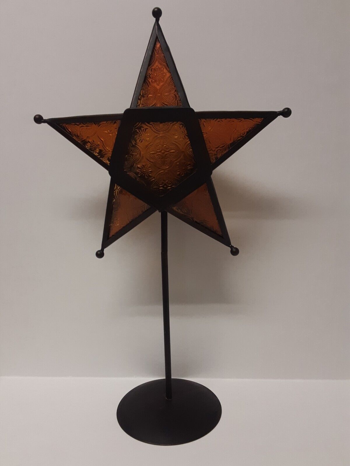Moravian, Stamped Glass Star Shaped, Small Candle Holder