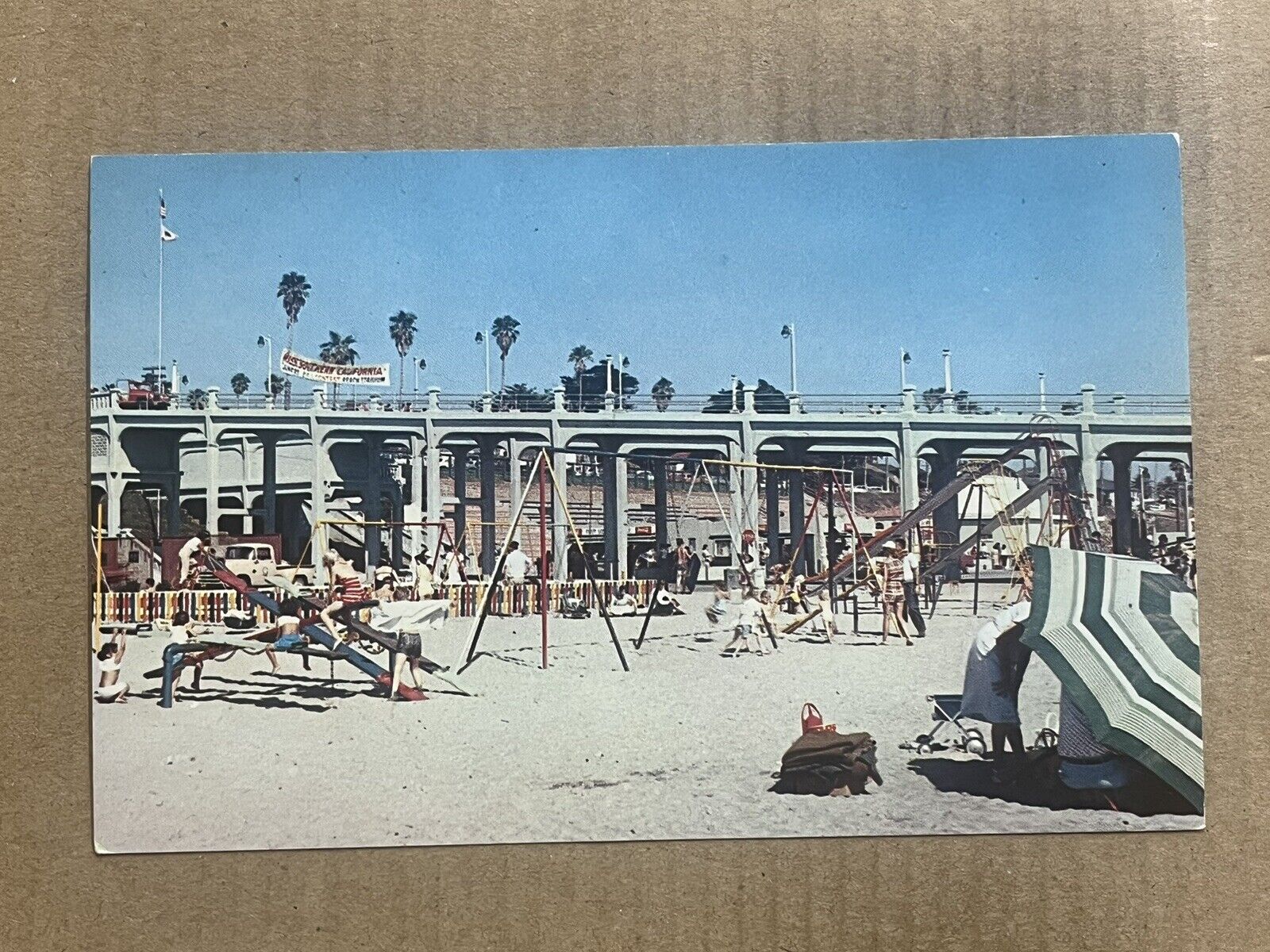 Postcard Oceanside CA California Beach Playground Vintage PC