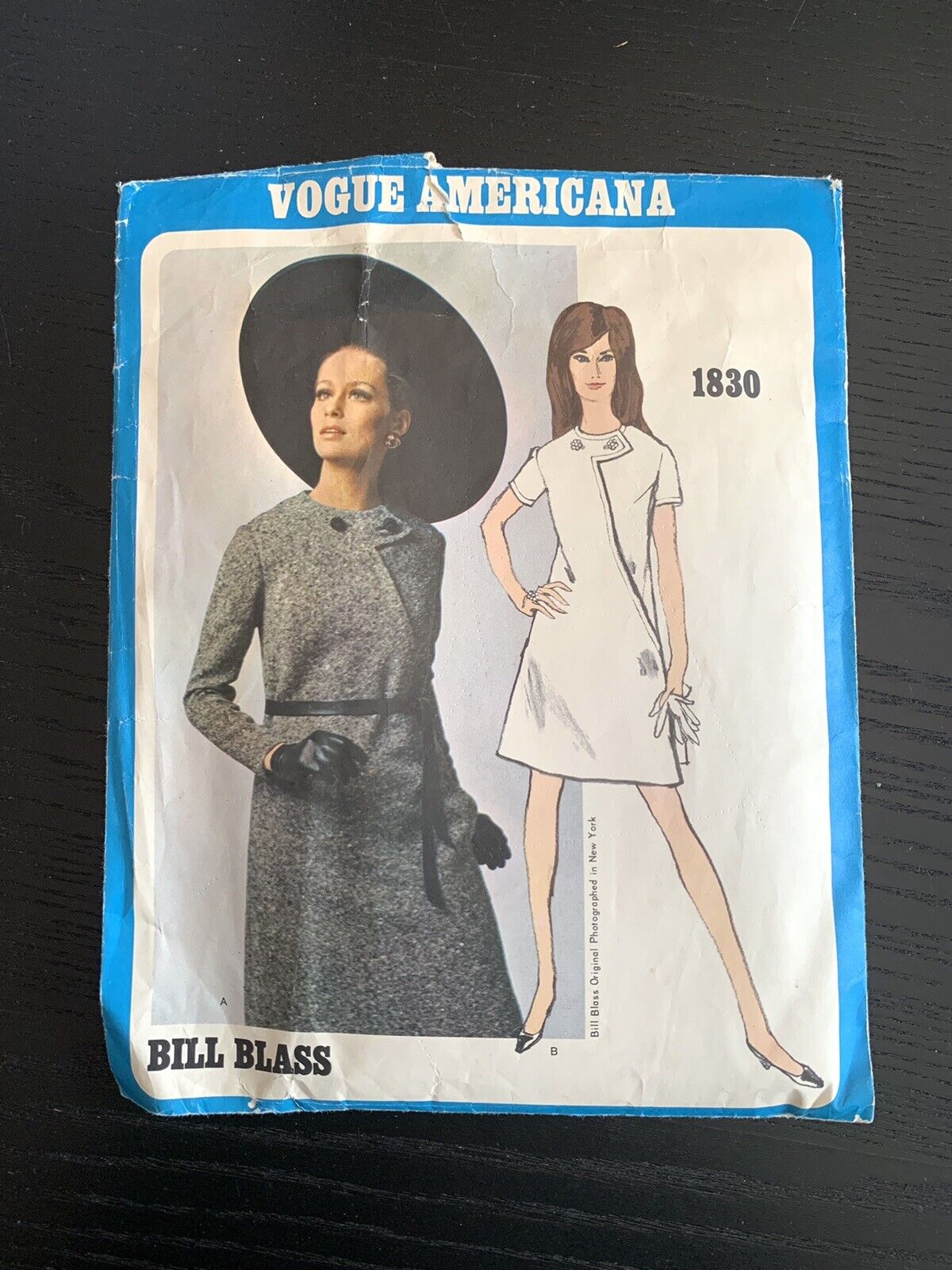 Vogue Americana #1830 Bill Blass 1960’s Dress Pattern Size 10/ Bust 31”