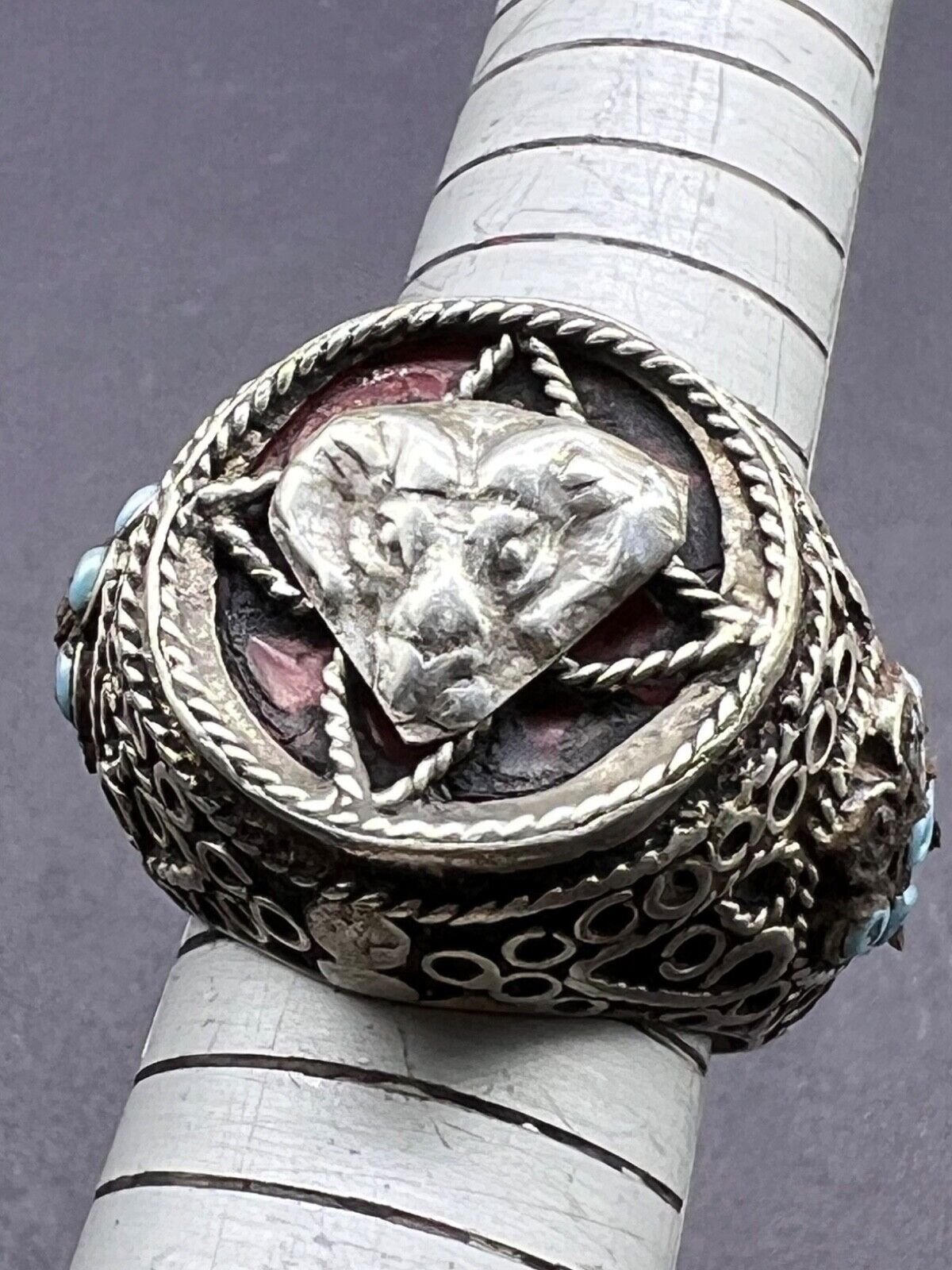 Near Eastern Jewelries Rare Beautiful Old Ancient Pure Sliver Ring Marca Pollo F