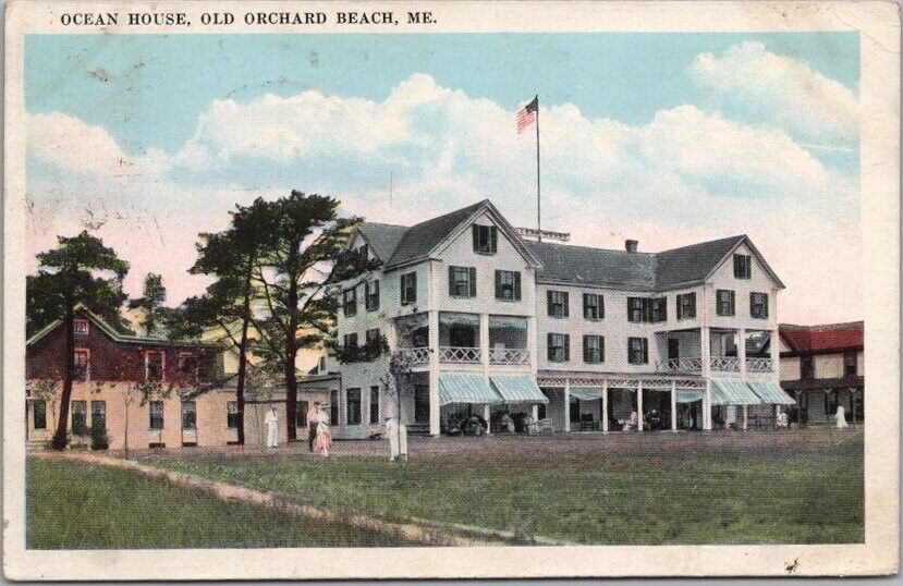 1921 OLD ORCHARD BEACH, Maine Postcard OCEAN HOUSE HOTEL Building / Street View