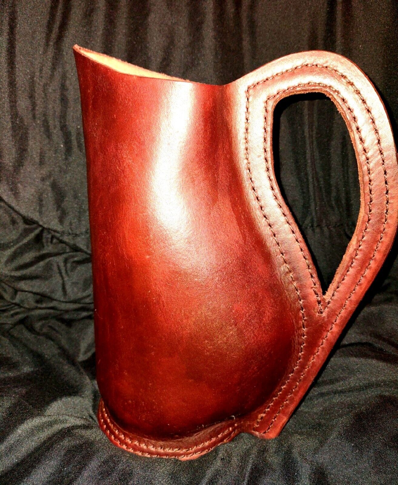Rare Handmade Real Leather Wood Bottom Mug Tankard Pitcher Medieval ---Free Ship