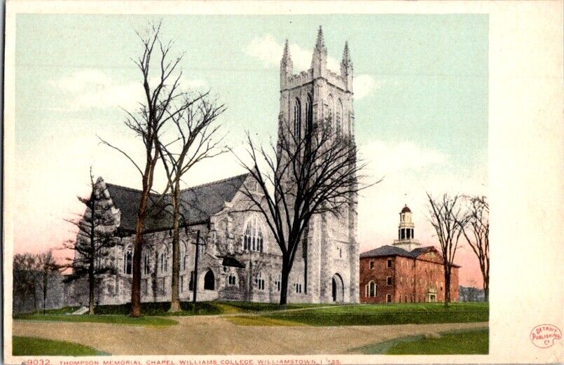 Postcard Thompson Chapel Williams College Williamstown MA Massachusetts    H-563