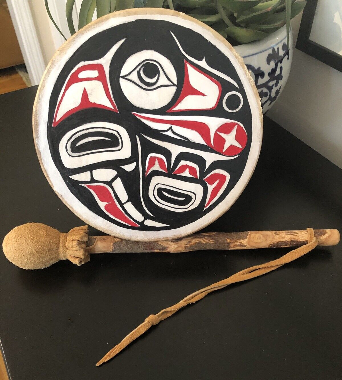 Native American Alaska Hand Painted Drum \