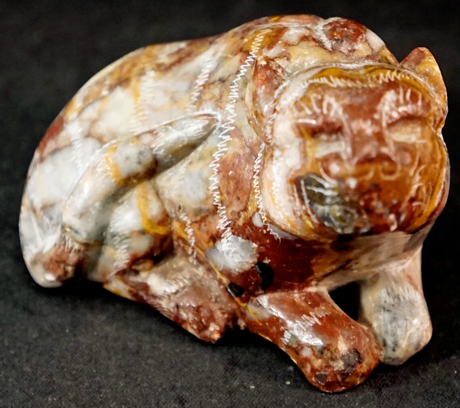 Shoushan Stone Sculpted Resting Tiger Figurine