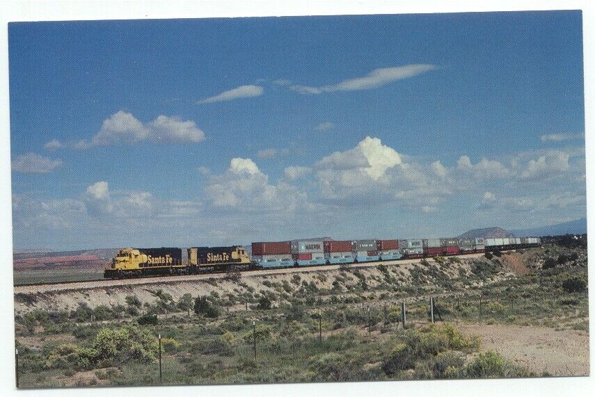 Santa Fe Railroad Freight Train Engine Locomotive Prewitt New Mexico Postcard