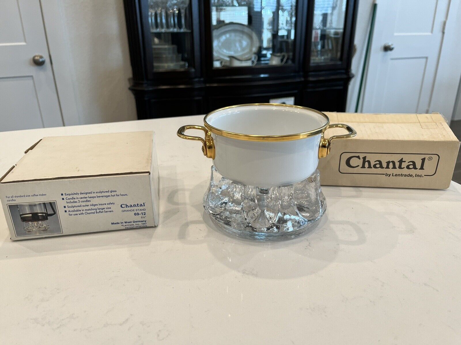 VTG Chantal Grande Stand Warmer  Tea/ Coffee/Fondue Clear Glass With Pot