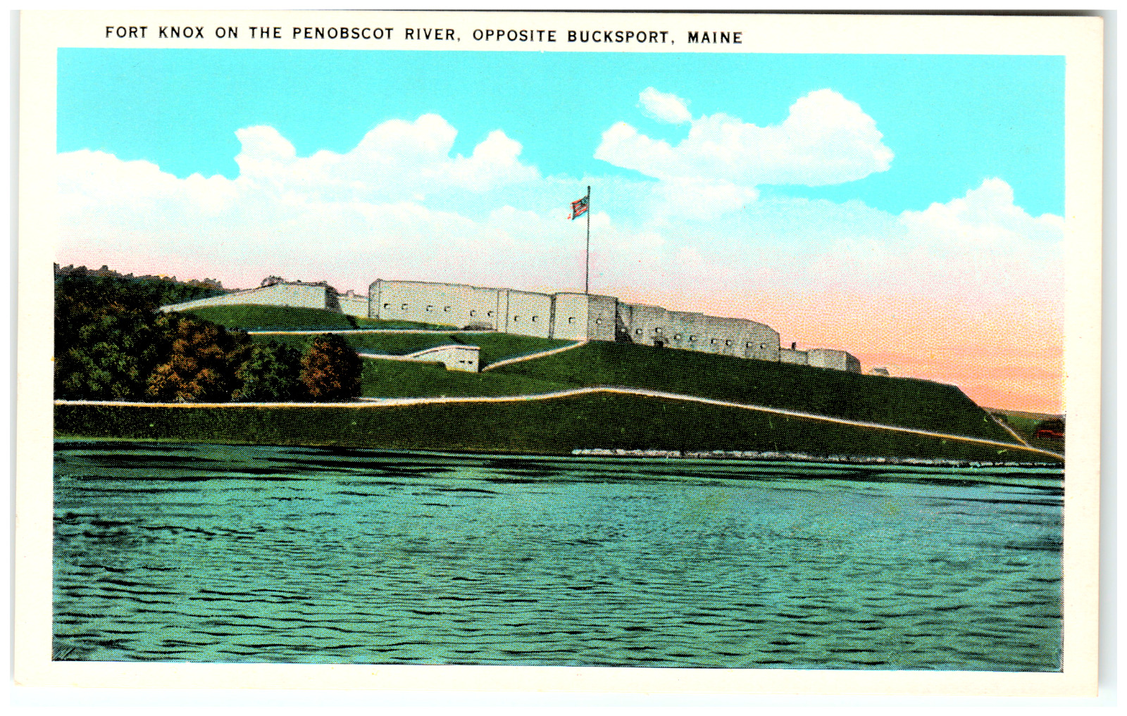 Postcard Vintage Fort Knox on Penobscot River Opposite Bucksport, ME