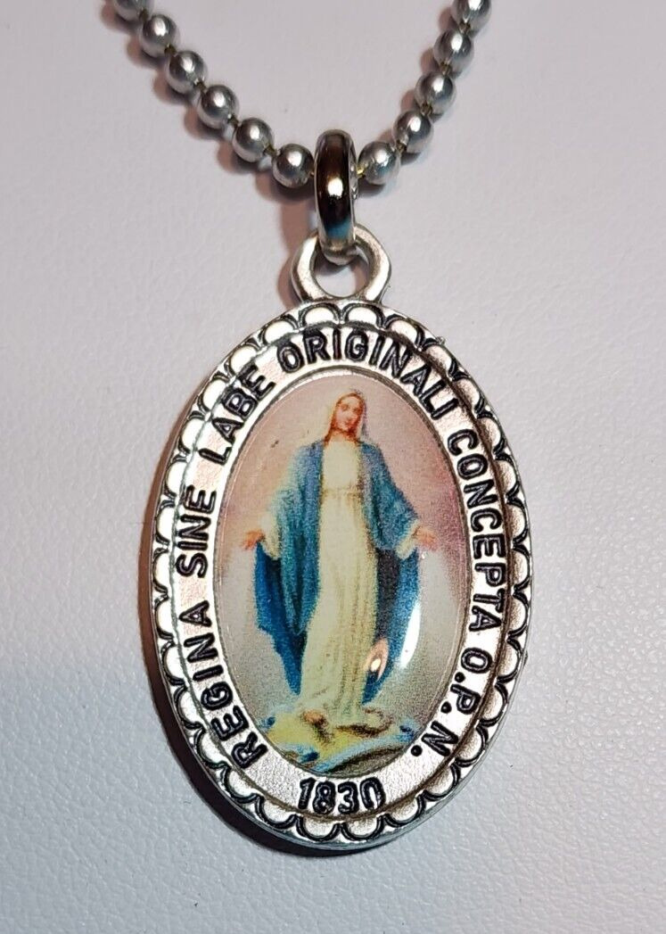 Miraculous Medal - Latin Full Color Epoxy Image Italian Made on a 26\
