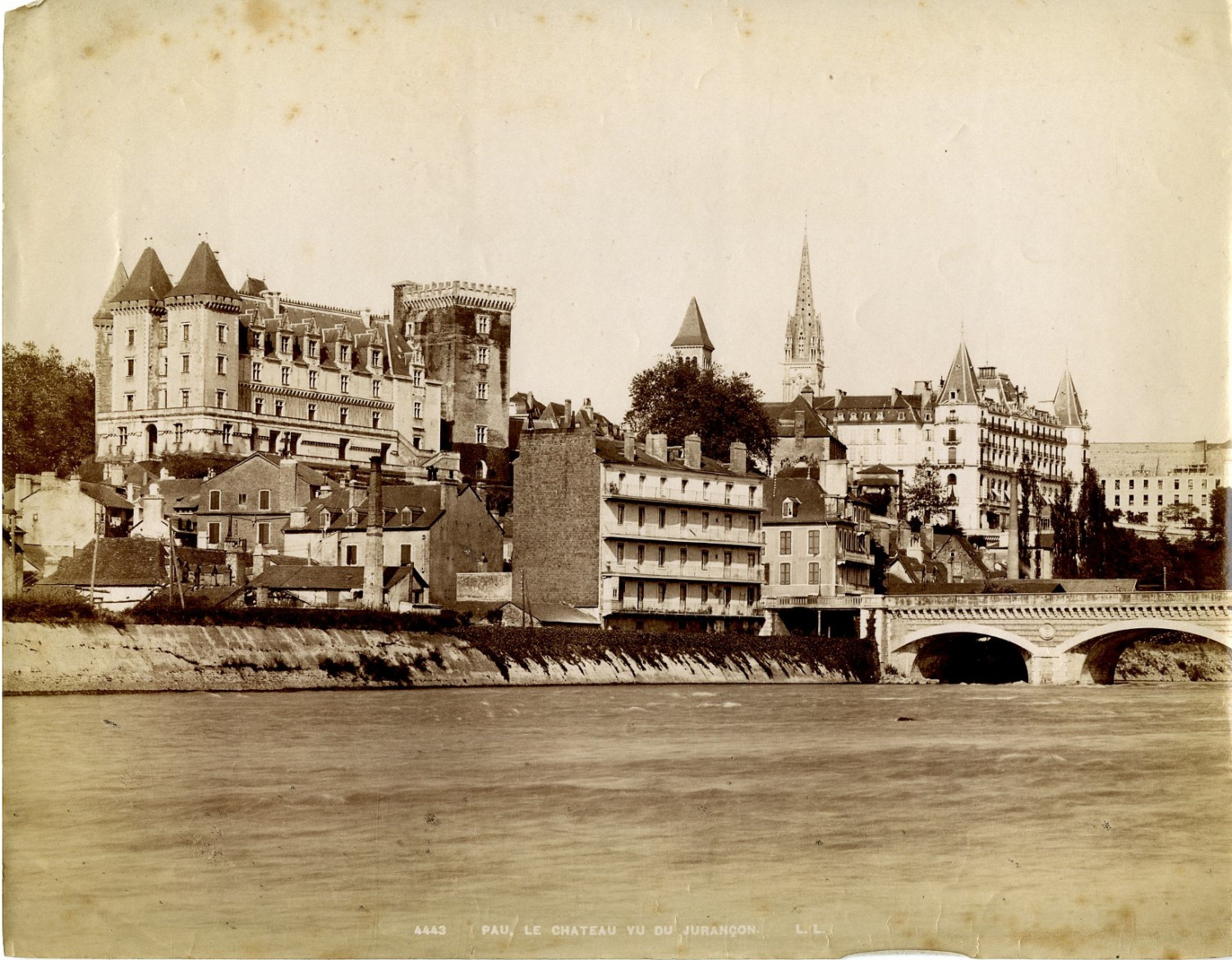 France, le Chateau de Pau vintage photo print, view taken from the Jurançon