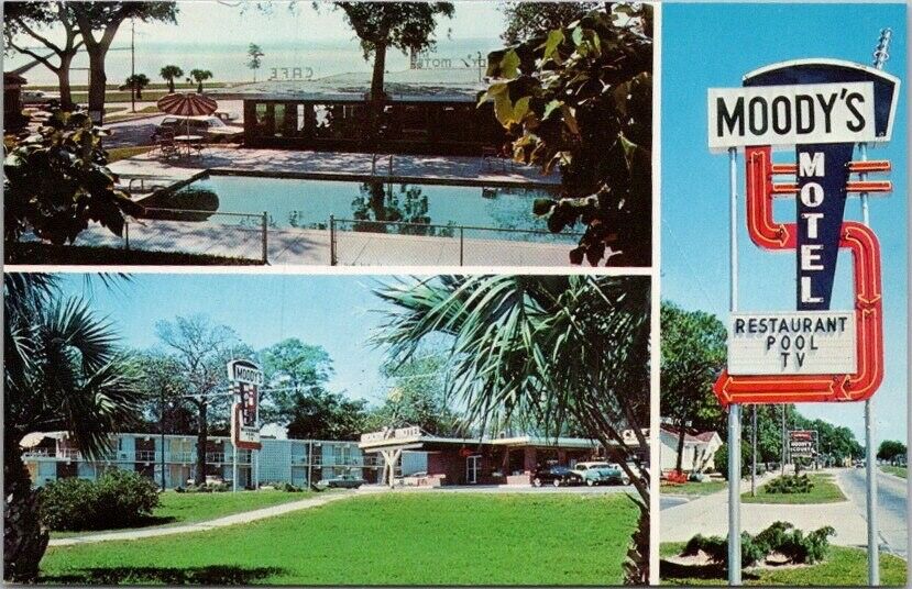Gulfport, Mississippi Postcard MOODY'S MOTEL 3 Views Highway 90 Roadside c1950s