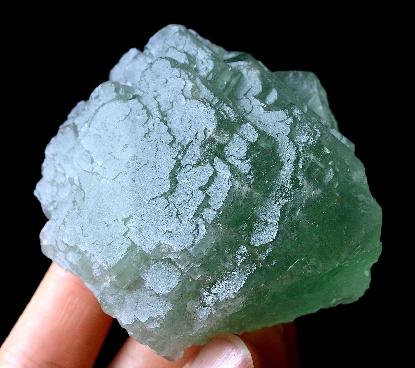 China /Newly DISCOVERED RARE GREEN CUBE FLUORITE CRYSTAL MINERAL SPECIMEN  308g