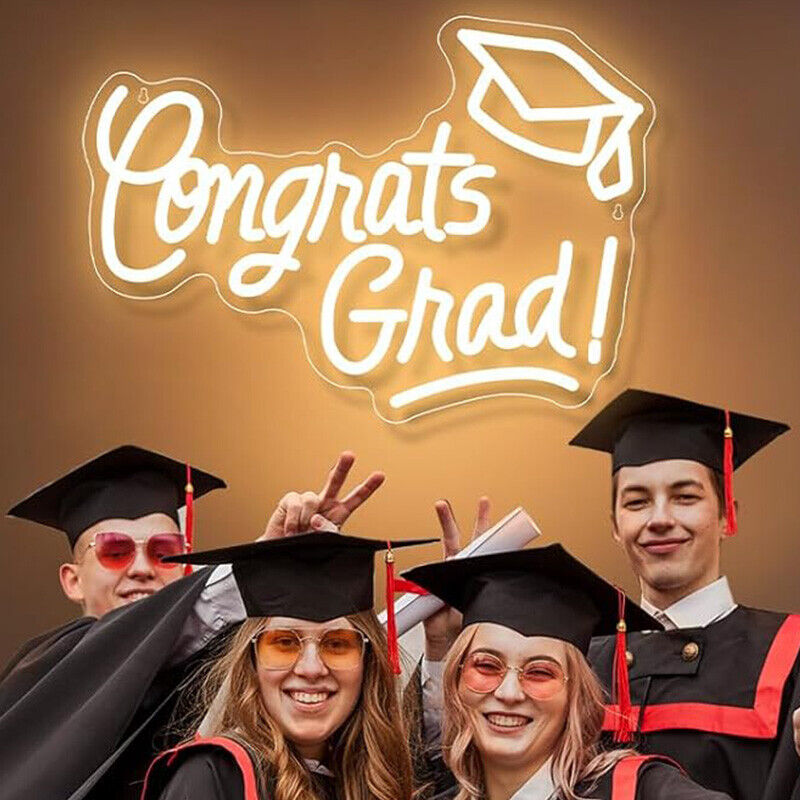 Dimmable Congrats Grad Neon Sign For Party Room Campus Dorm Wall Decor Gift