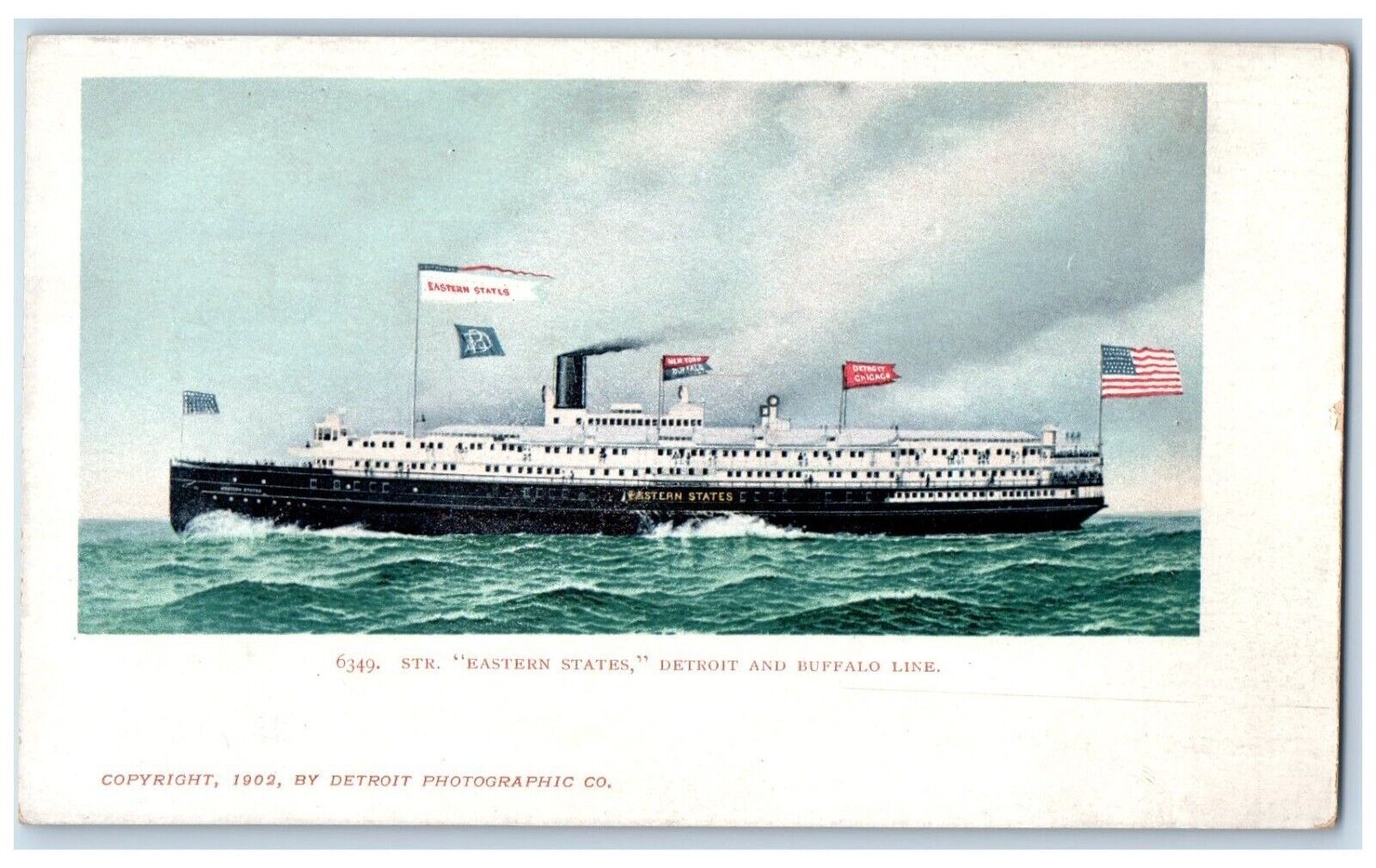 c1905 Str. Eastern States Detroit Buffalo Line Steamer Cruise Michigan Postcard