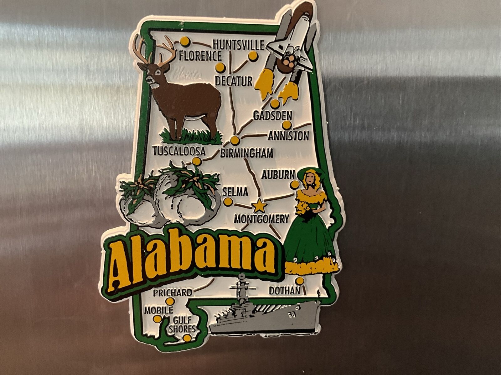 Alabama Jumbo State Map Fridge Magnet