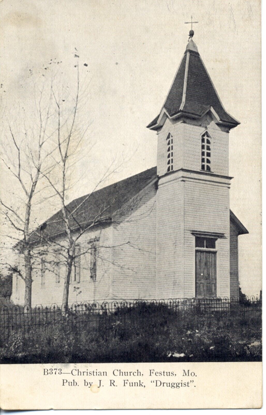 B373- Christian Church, Festus, Mo. 1910 Missouri Postcard. Pub. by Funk