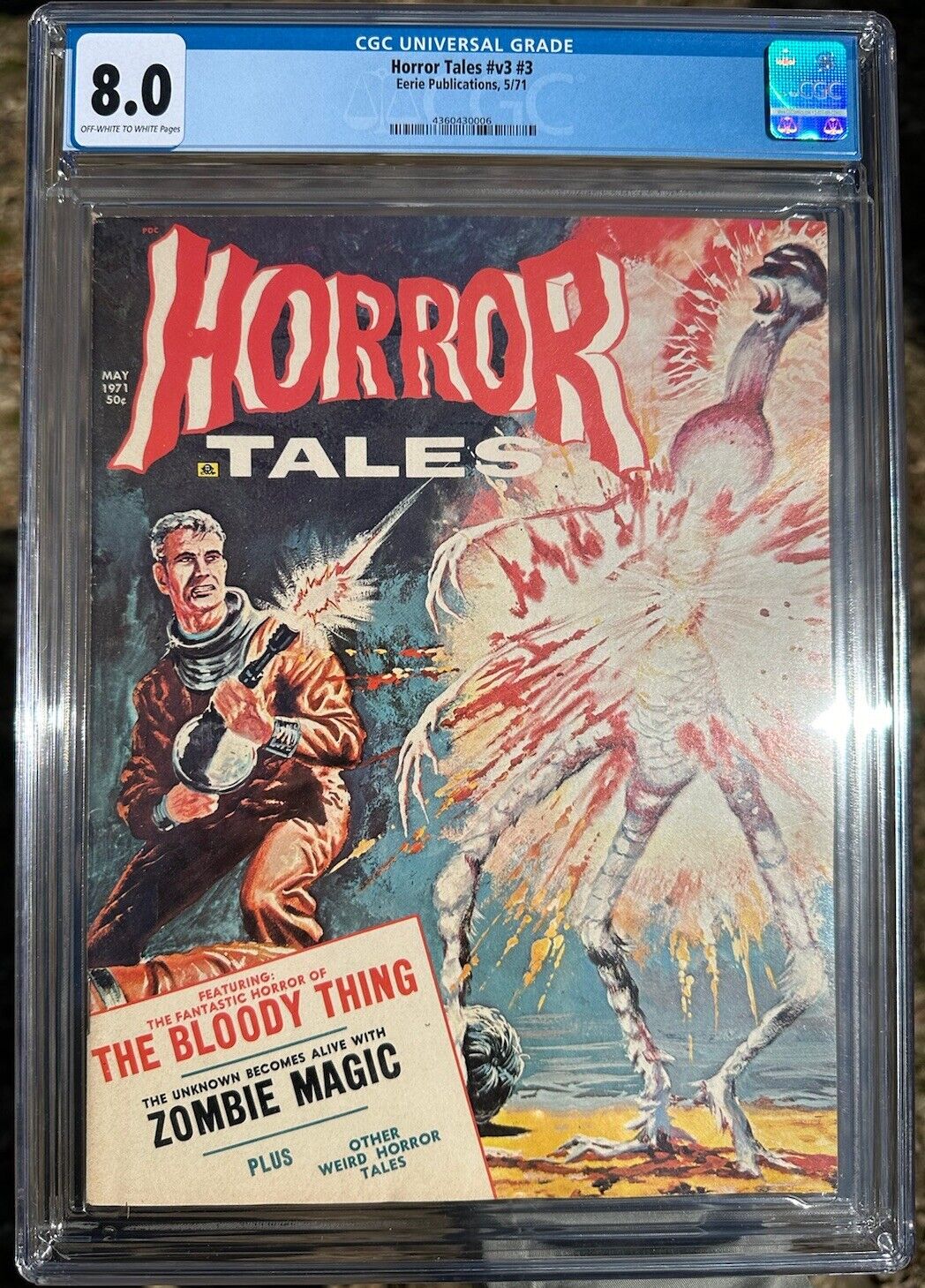 *Top Pop* CGC 8.0 Horror Tales V3 #3 May 1971 Eerie Publications Horror Magazine