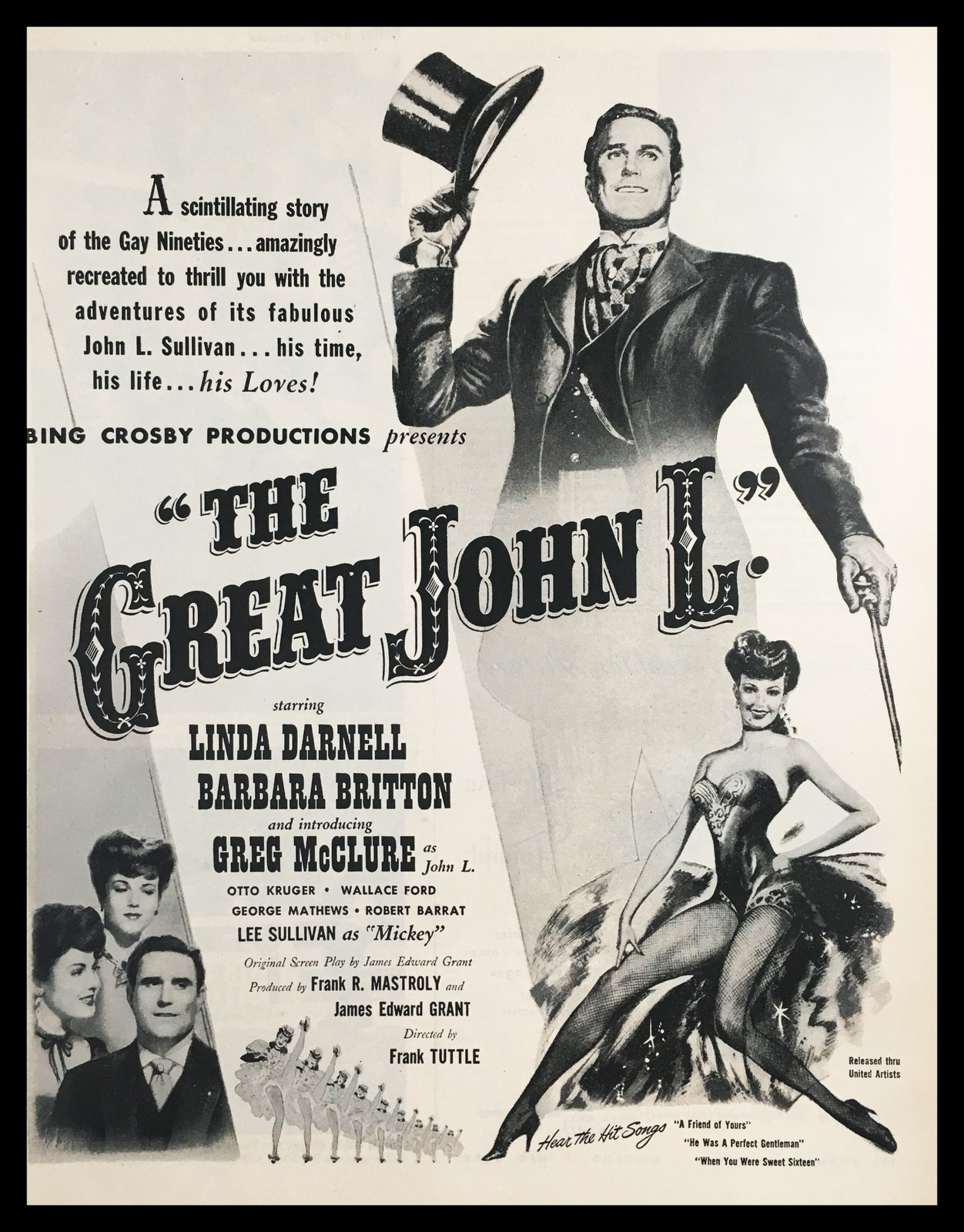 1945 Bing Crosby Presents The Great John L. Vintage Print Ad
