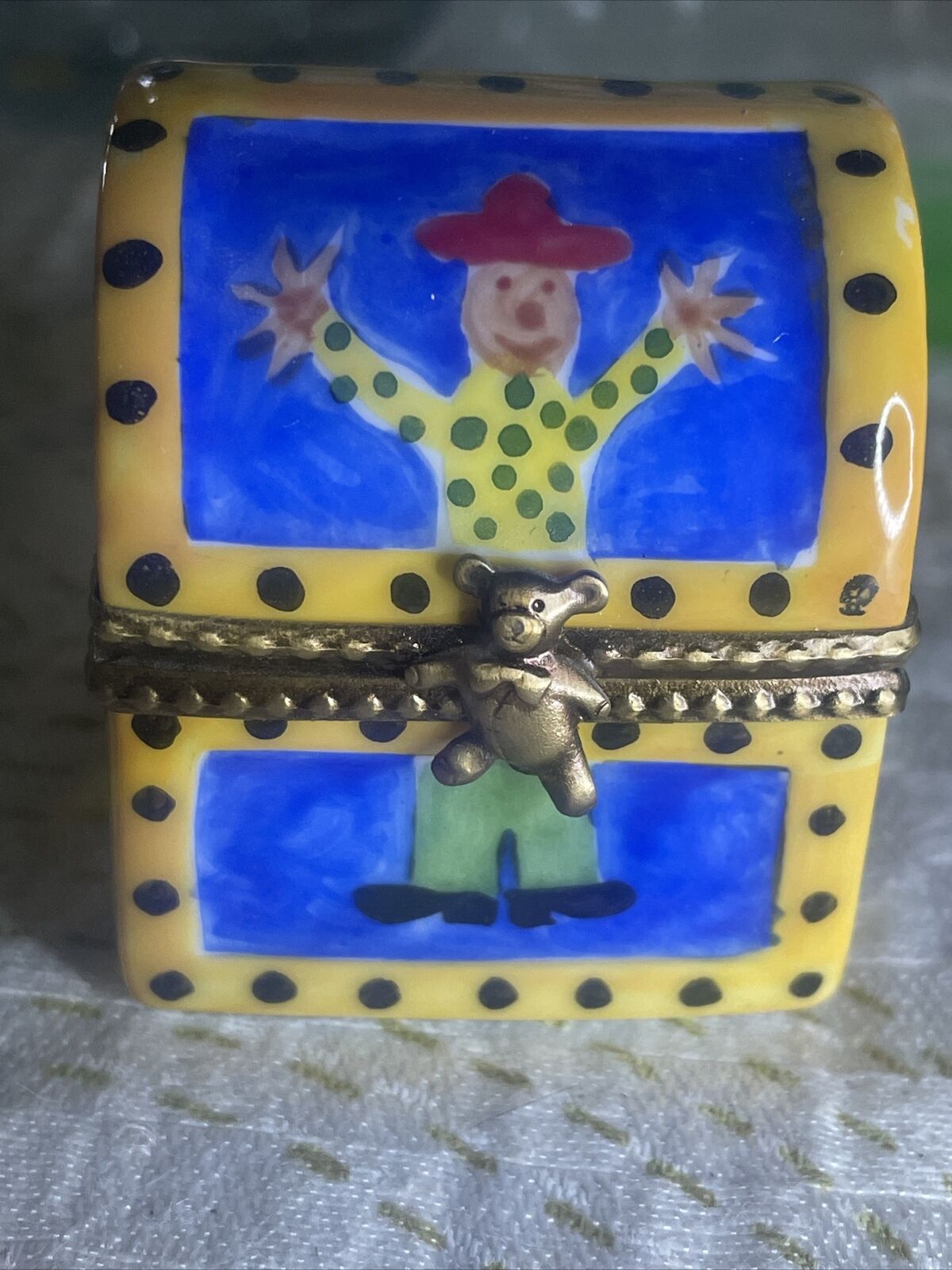 Limoges France  Peint Main Porcelain Trinket Box • Toy Box. W/O train set