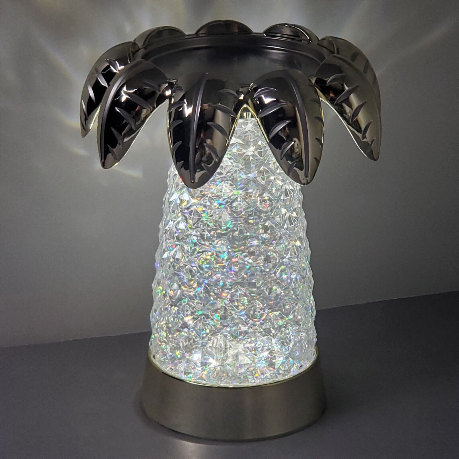 Palm Tree Color Changing Night Light Glitter Sparkle and Metal Candle Holder