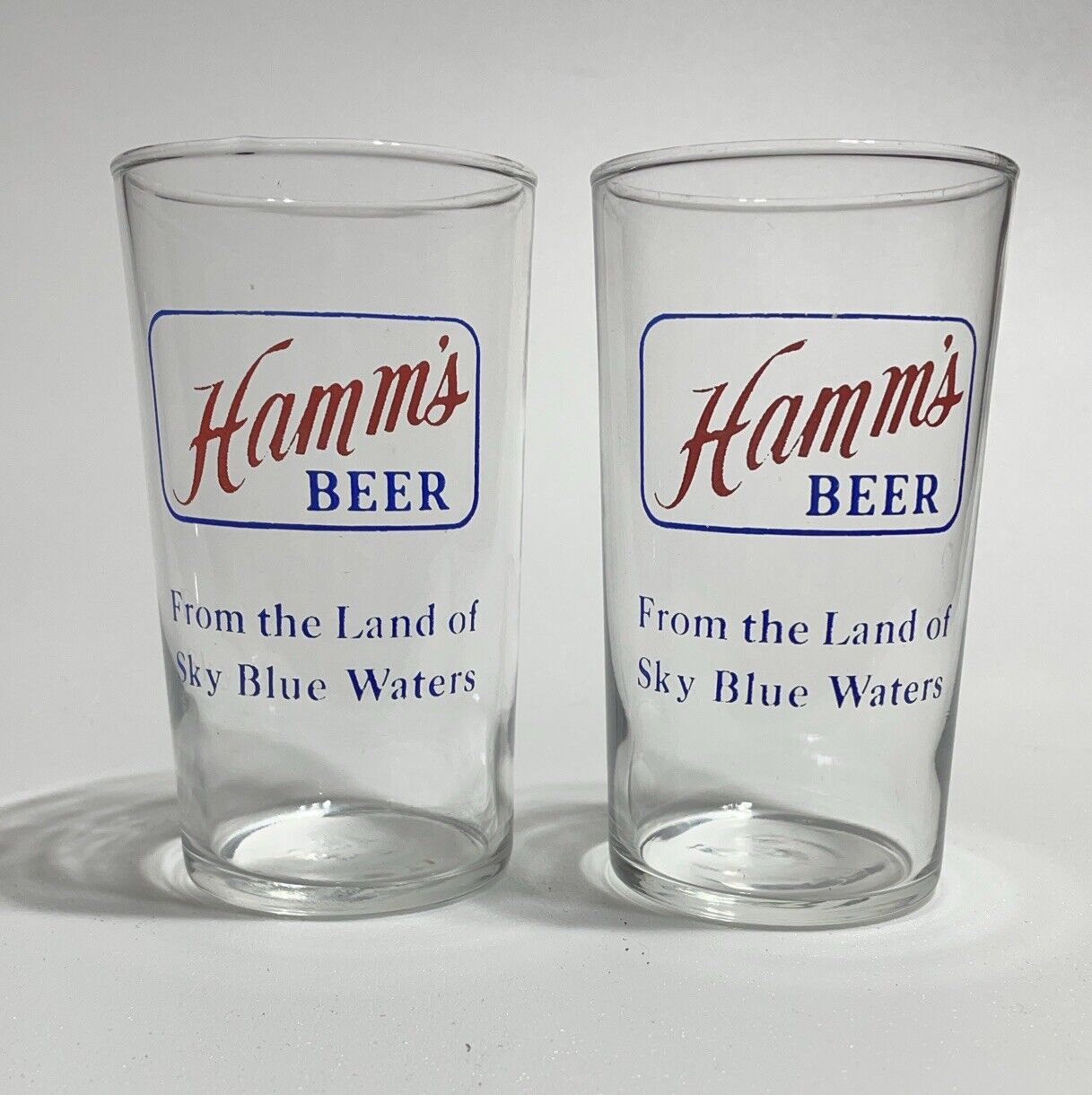 2 Vintage Hamms Beer Shell Glasses
