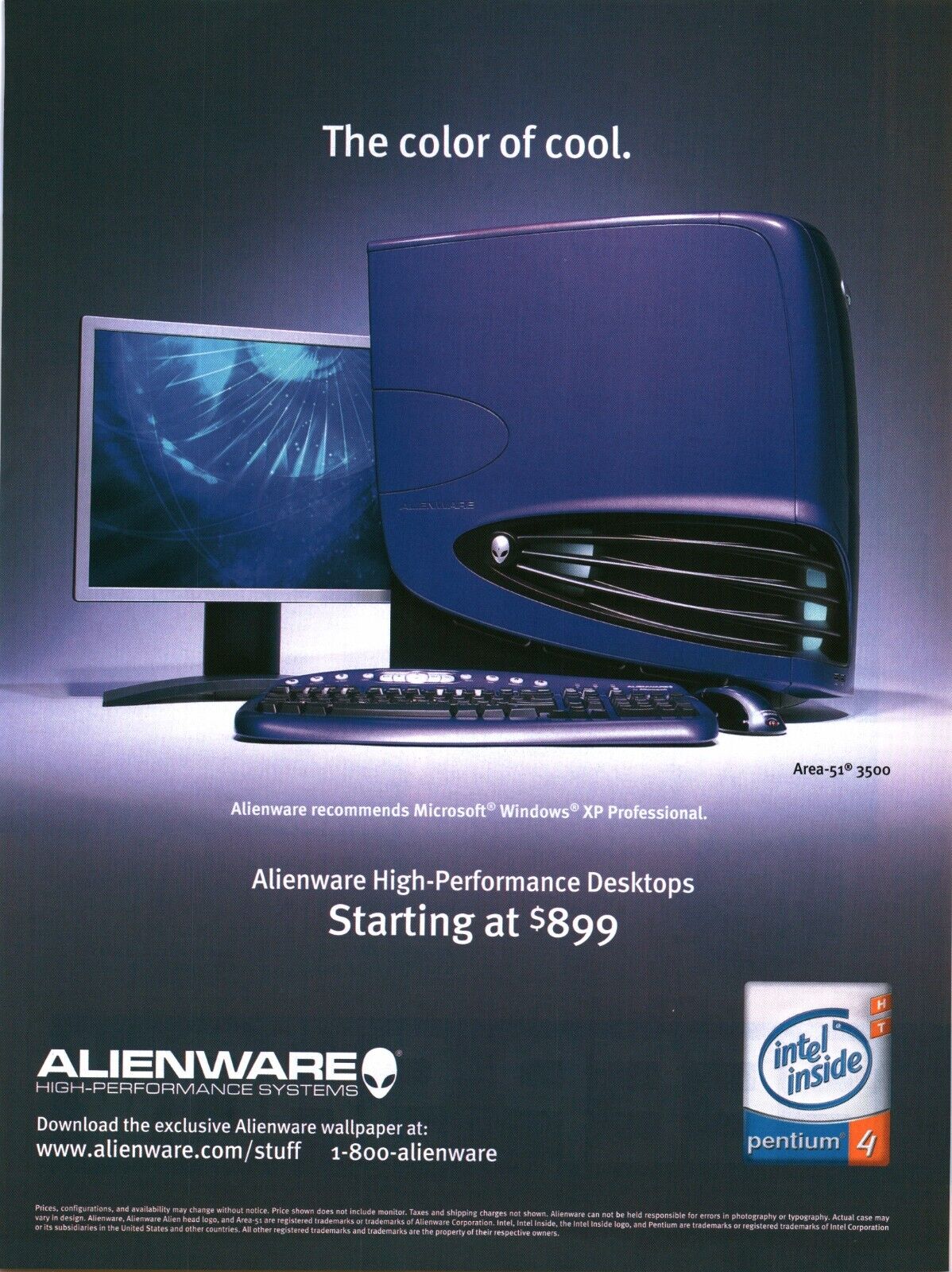 2005 PRINT AD - ALIENWARE HIGH-PERFORMANCE SYSTEMS AD - PURPLE THE COLOR OF COOL