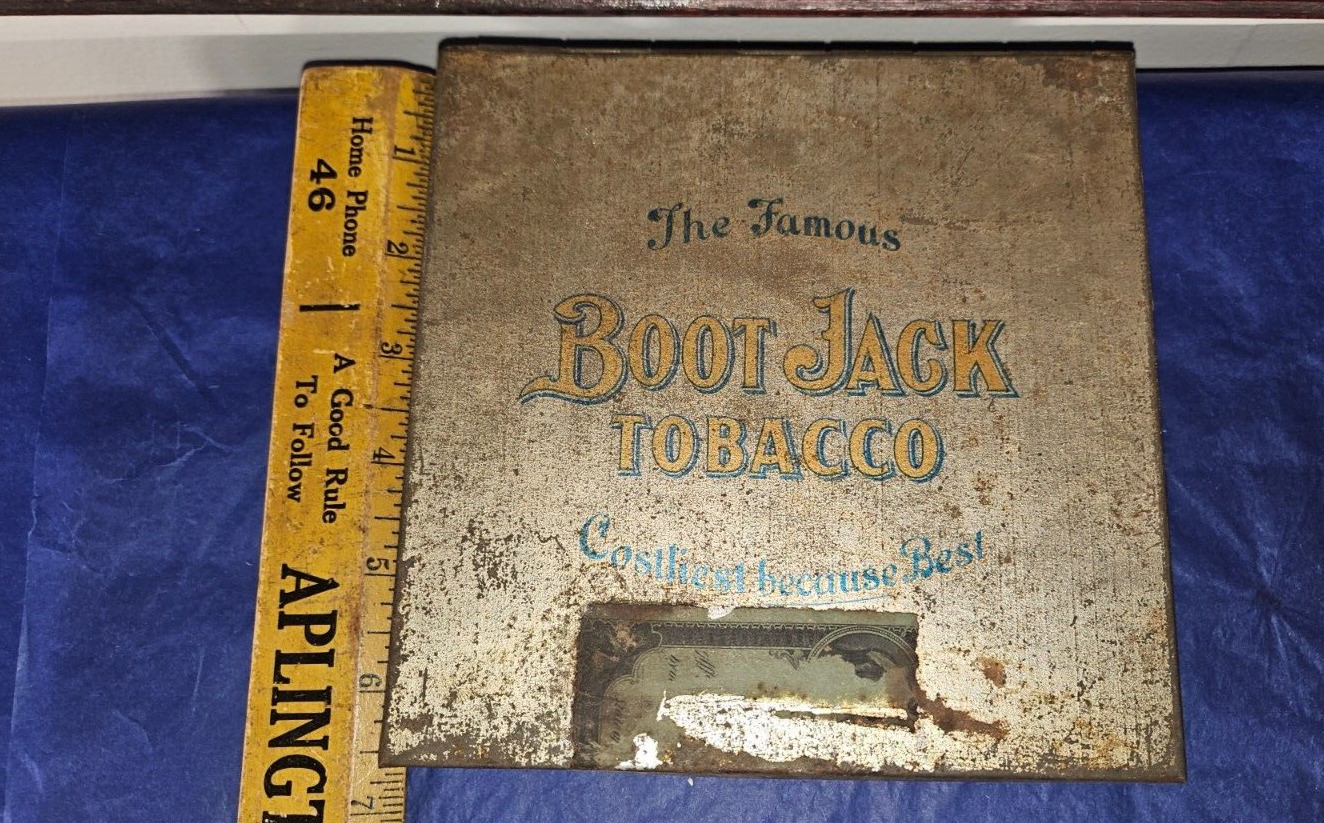 vtg Tin BOOT JACK TOBACCO 1 LB Kentucky SHIPPING INCLUDED