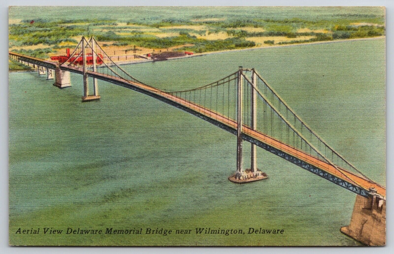 Aerial View Delaware Memorial Bridge, Wilmington, Delaware Postcard S3535