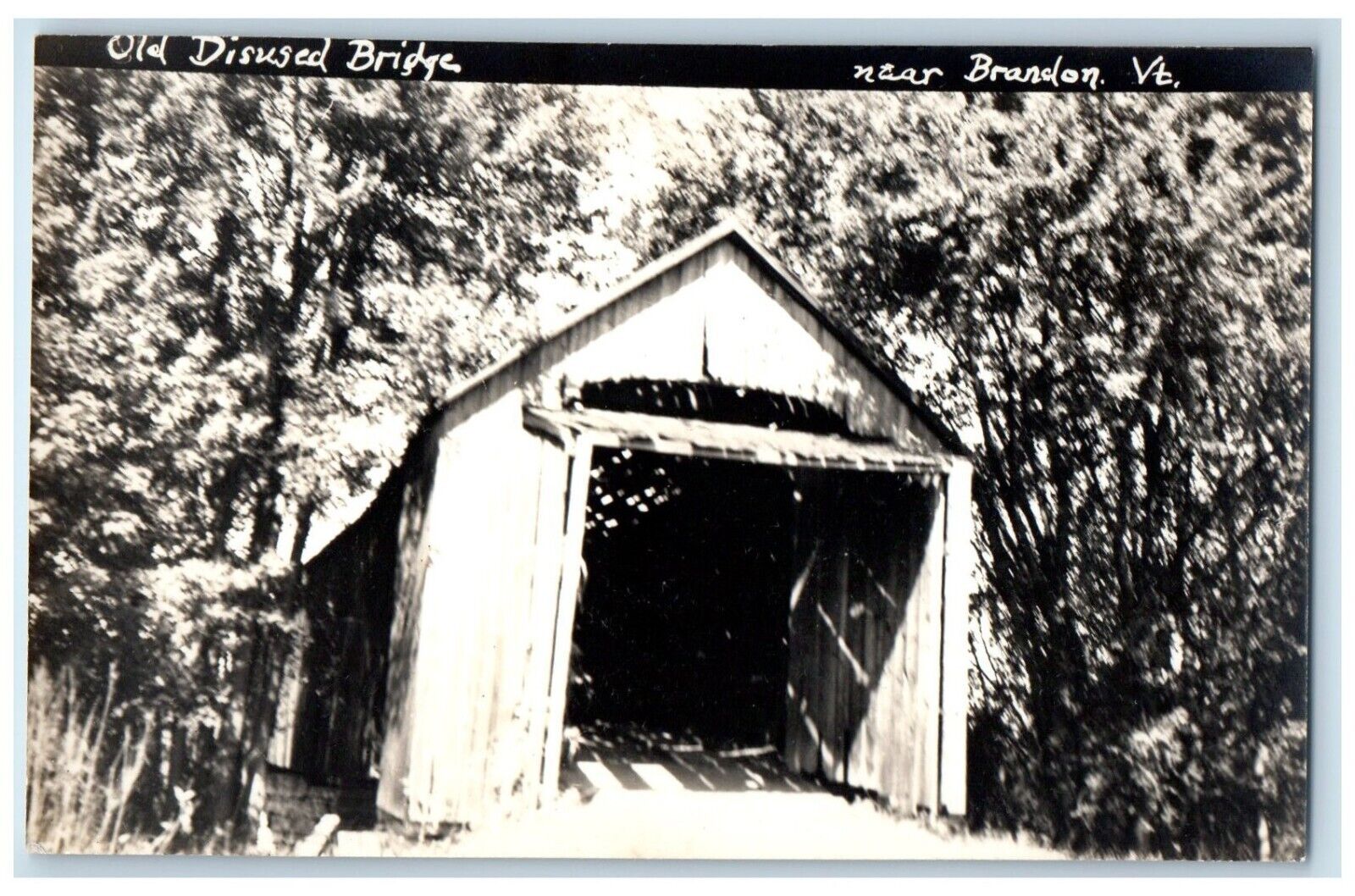 c1940\'s Old Disused Covered Bridge Near Brandon Vermont VT RPPC Photo Postcard