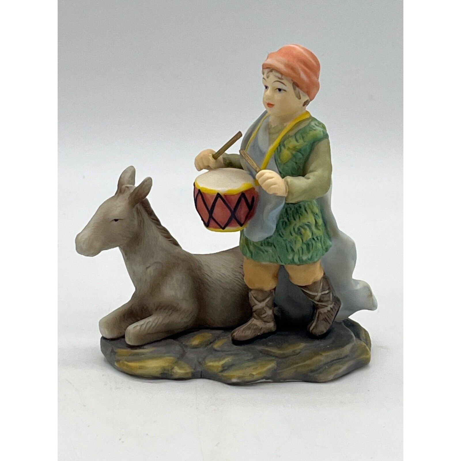 Vintage Little Drummer Boy and Donkey Figurine 2003 Holiday Treasures Original B