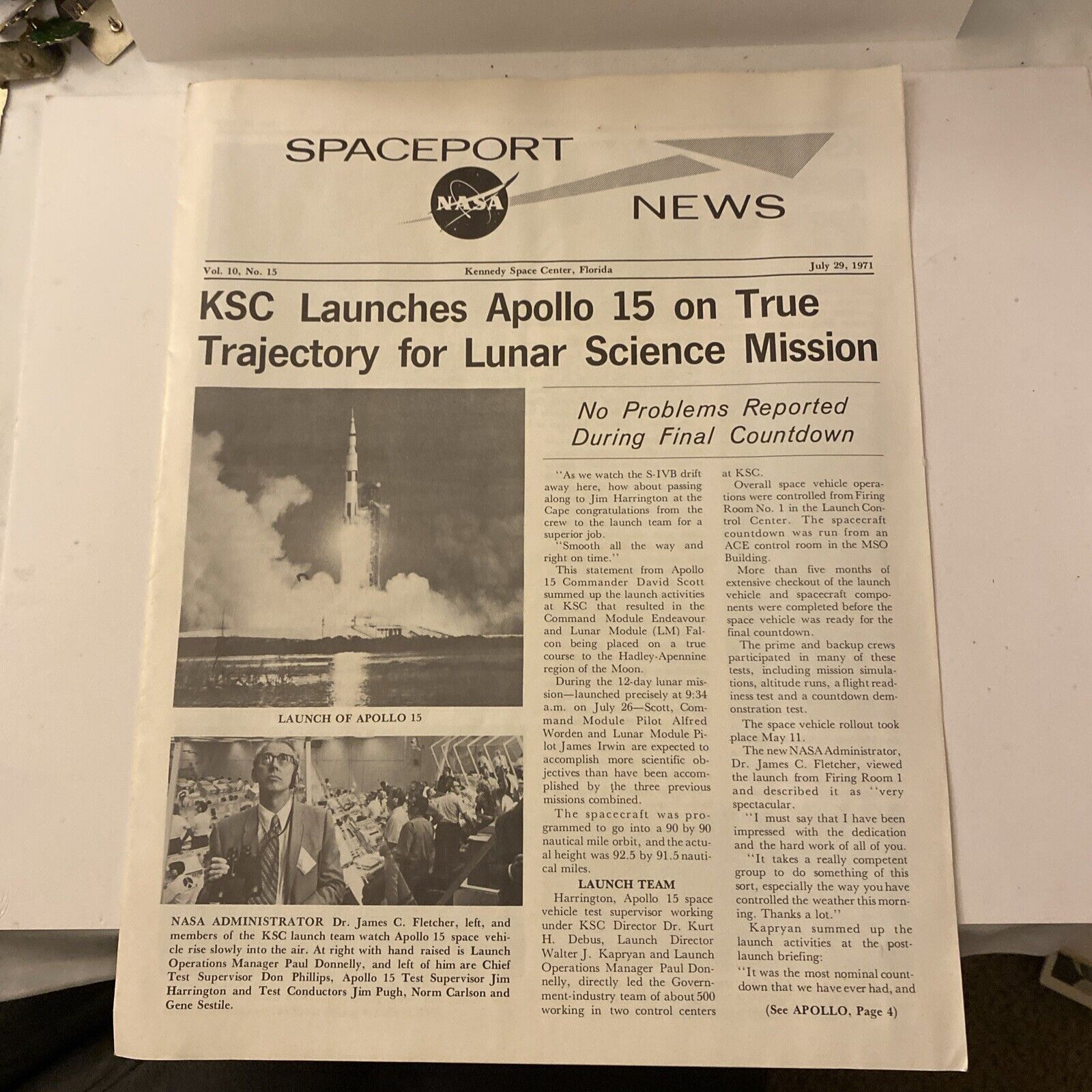 1971 APOLLO 15 SPACEPORT NEWS NASA RELEASED PUBLICATION