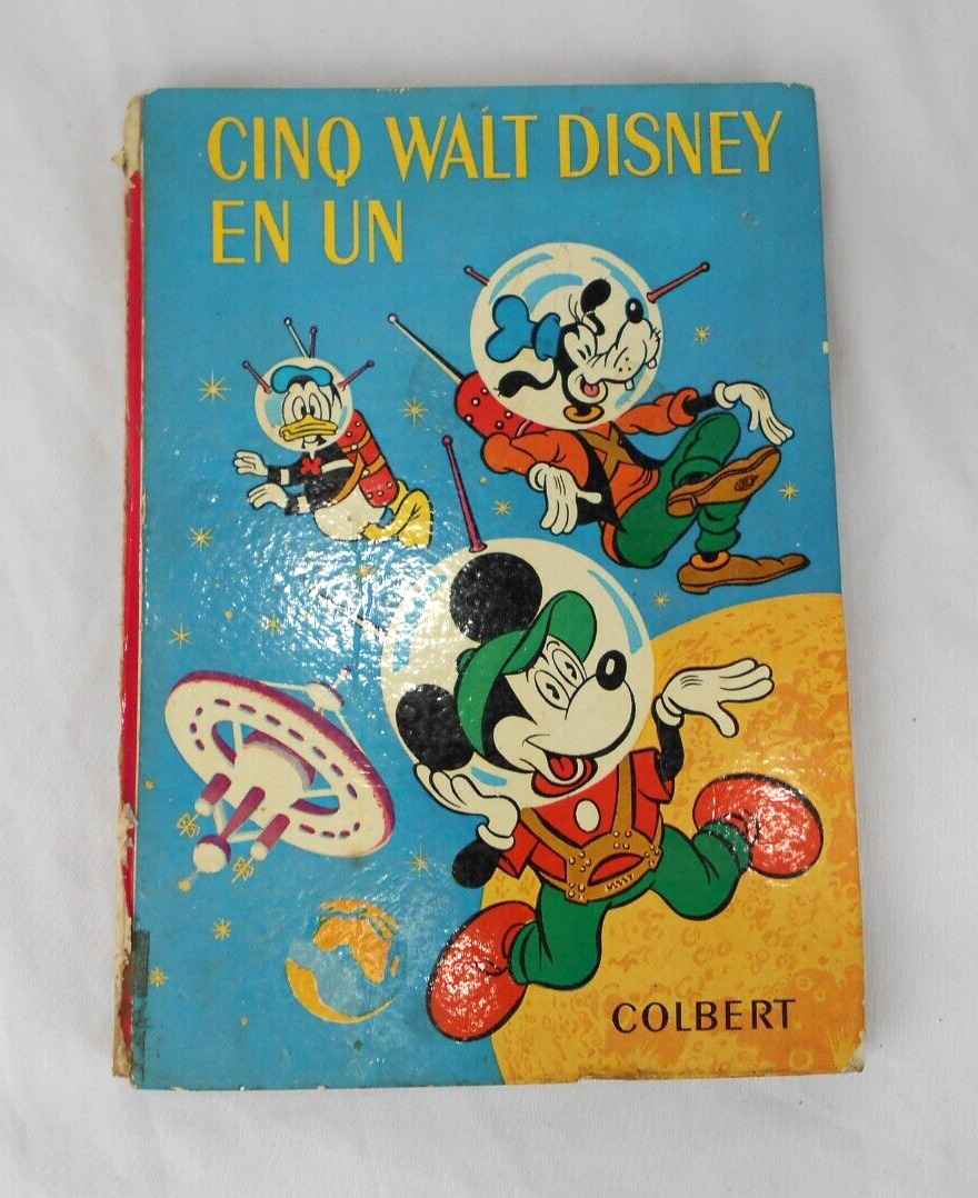 Walt Disney Vintage 1957 French   5 & 1  monthly issue comics  hard cover  book