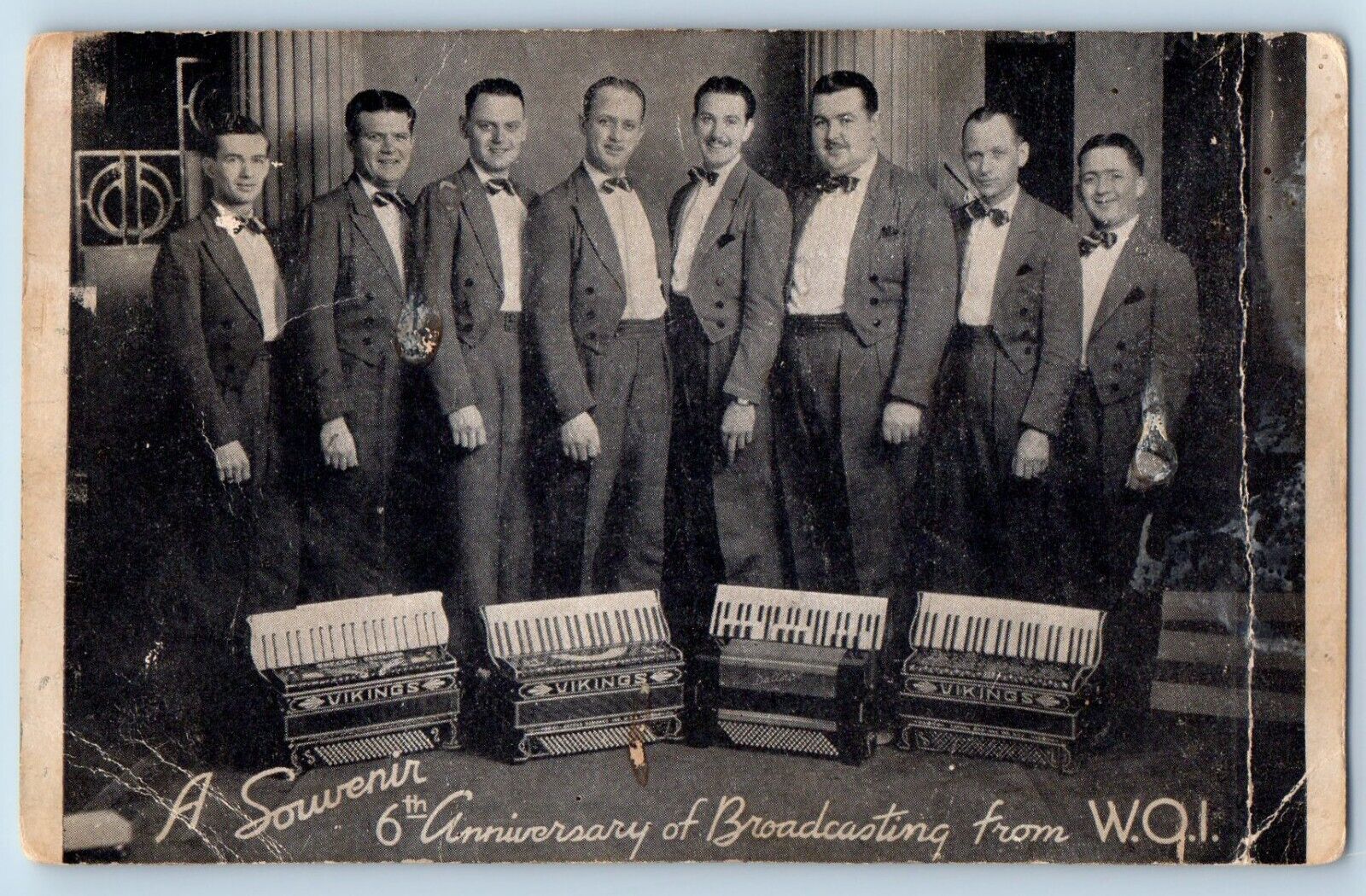 Albert Lea Minnesota Postcard Viking Accordion Band Anniversary Souvenir c1939