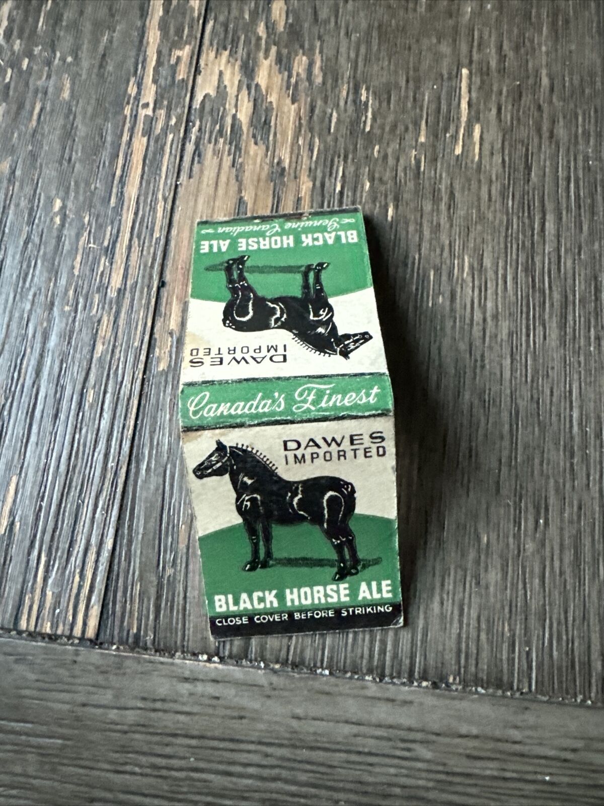 Vintage Matchbook Cover J4 Ephemera Collectible Black Horse Ale Liquor Dawe\'s