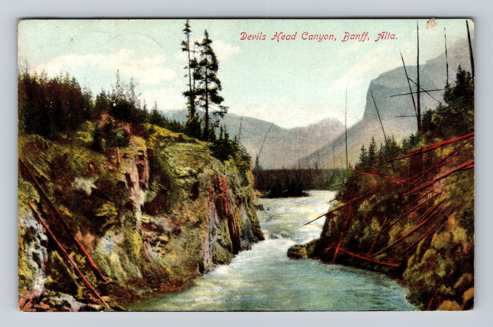 Banff Alberta-Canada, Devils Head Canyon, Antique, Vintage c1911 Postcard