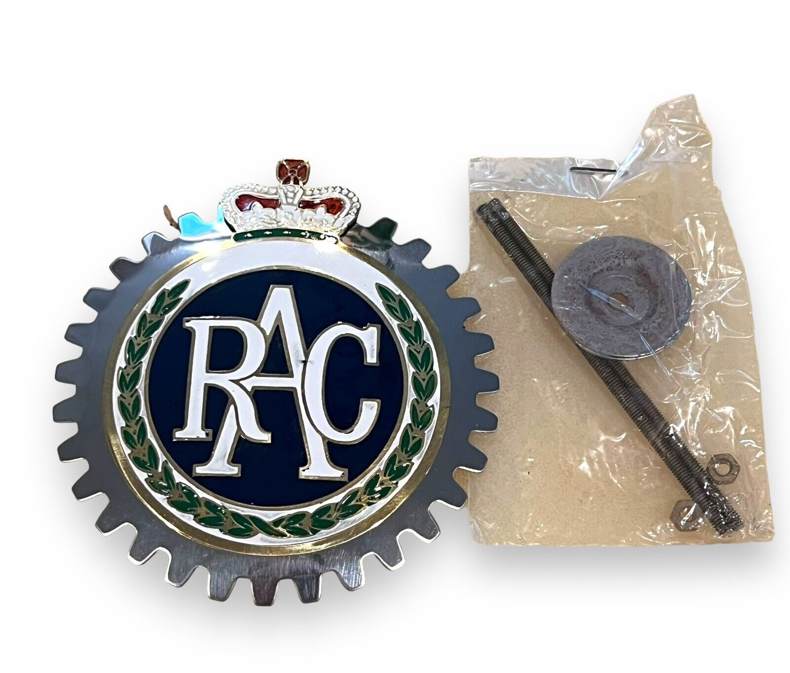 RAC Royal Automotive Club Car Club Grill Badge 1960s VINTAGE Emblem