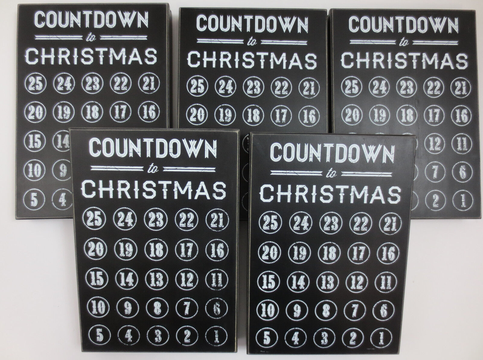 LOT of 5 Primitives By Kathy Countdown To Christmas Black Chalkboard Decoration 
