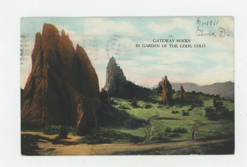 Vintage Postcard   COLORADO   GATEWAY ROCKS GARDEN OF GODS   POSTED 1911
