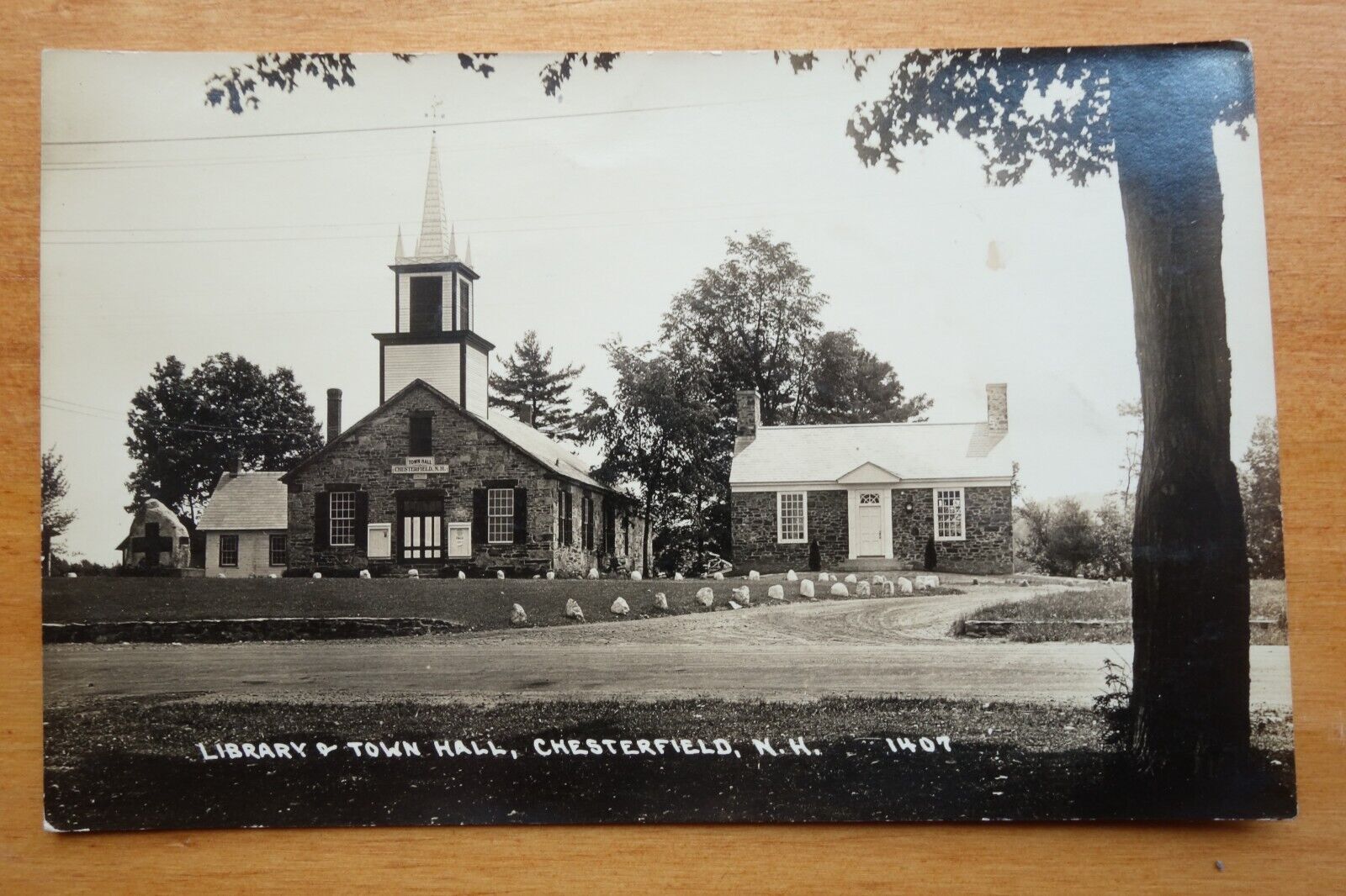 Library and Town Hall, Chesterfield NH real photo postcard rppc